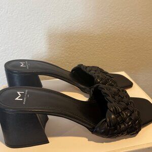Marc Fisher Woven Slip-On Block Heel Sandals